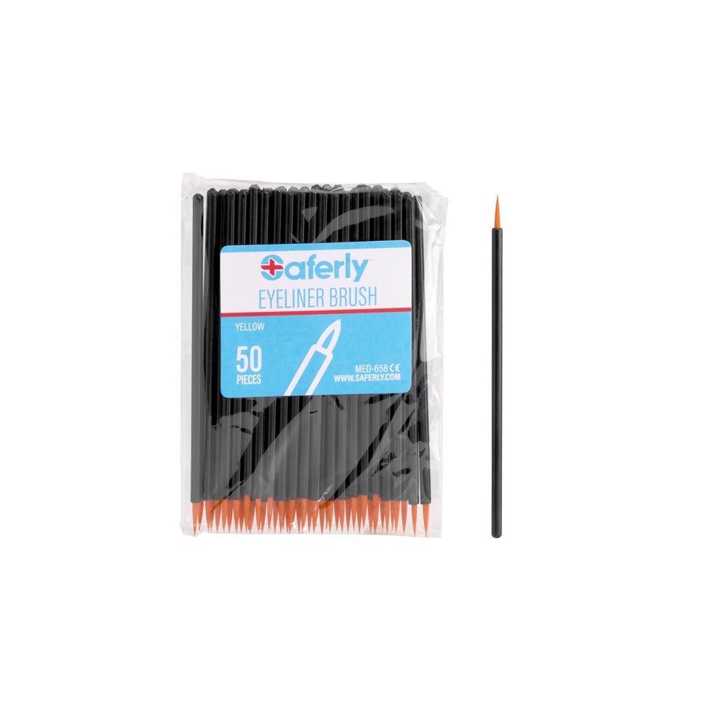 Saferly Disposable Eyeliner/Detail Brushes — Pack of 50 — Pick Brush