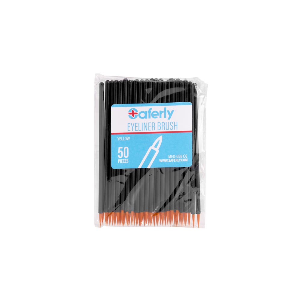 Saferly Disposable Eyeliner/Detail Brushes — Pack of 50 — Pick Brush