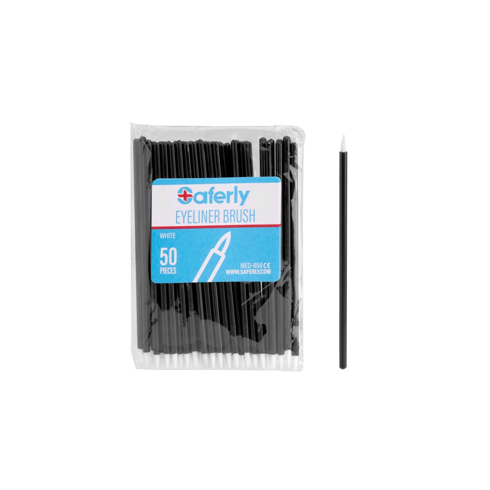 Saferly Disposable Eyeliner/Detail Brushes — Pack of 50 — Pick Brush