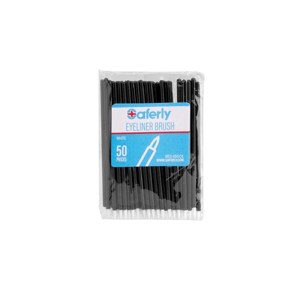 Saferly Disposable Eyeliner/Detail Brushes — Pack of 50 — Pick Brush